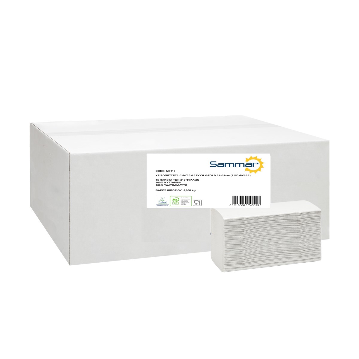 ΧΕΙΡΟΠΕΤΣΕΤΑ 2ΦΥΛΛΗ ΛΕΥΚΗ V-FOLD 24*21cm